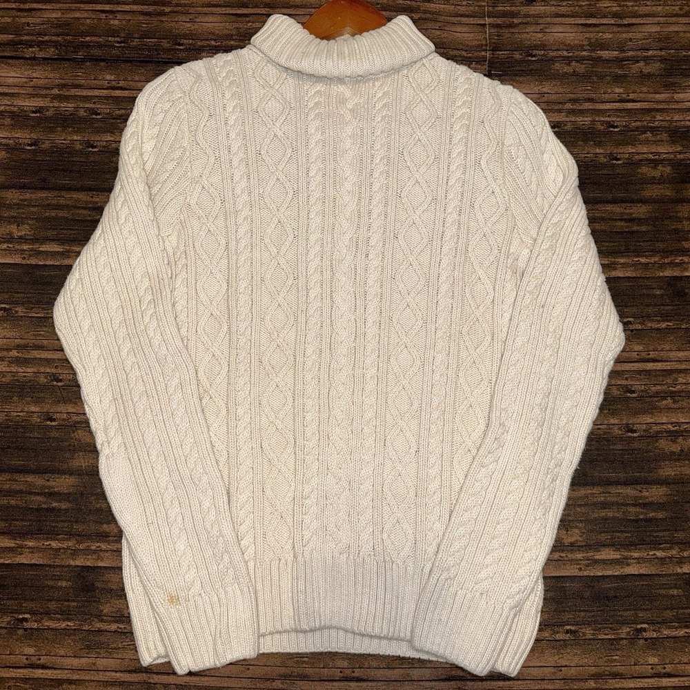Croft & Barrow Cable Knit Turtleneck Pullover Sweater Size M Beige Cotton